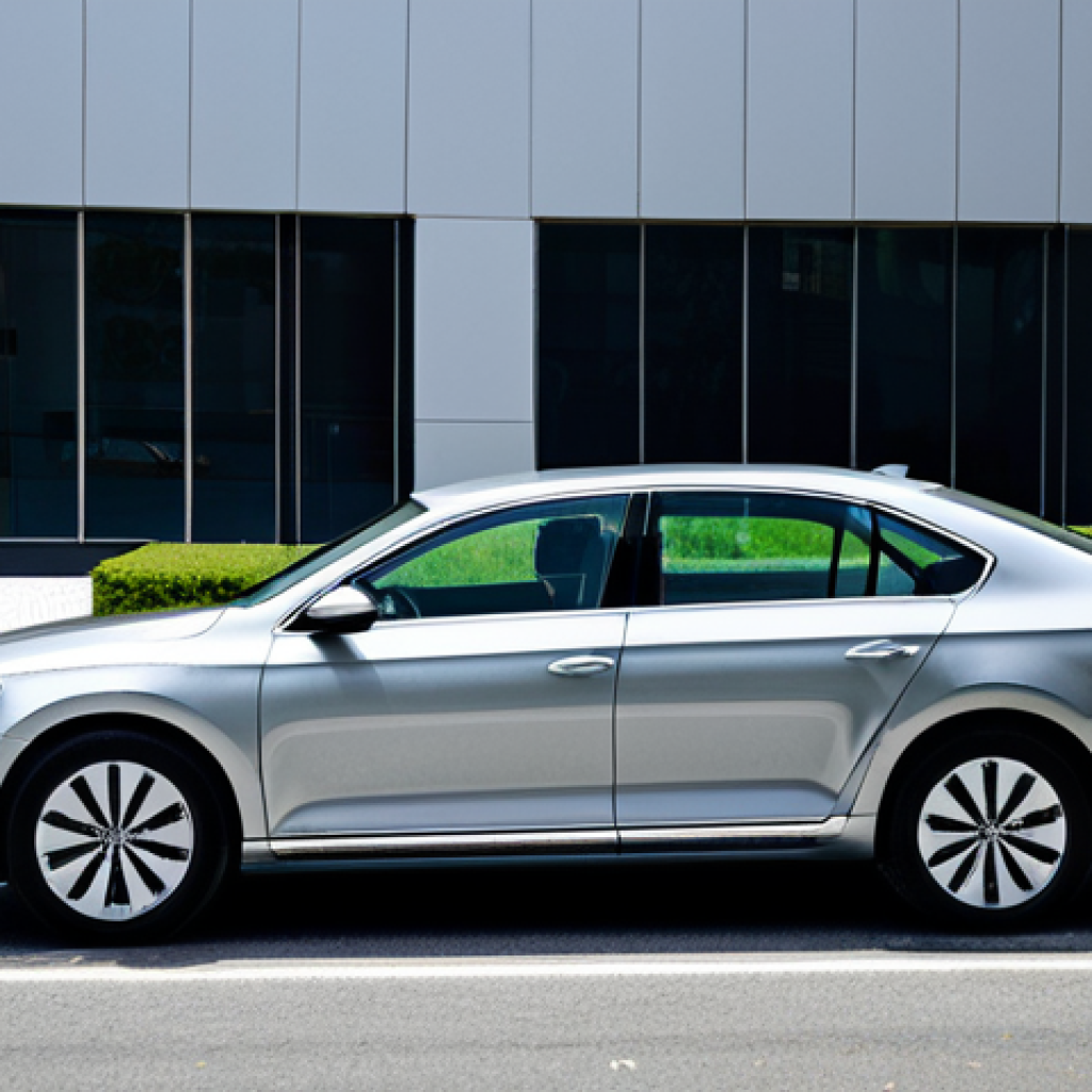 The Classic Sedan**

"A sophisticated Volkswagen Passat, gleaming under the Portuguese sun, parked in front of a modern, minimalist building in Lisbon. The car is fully clothed in its metallic silver paint, showcasing its elegant lines. The scene evokes a sense of understated luxury and reliability. High quality image, professional car photography, safe for work, appropriate content."

**