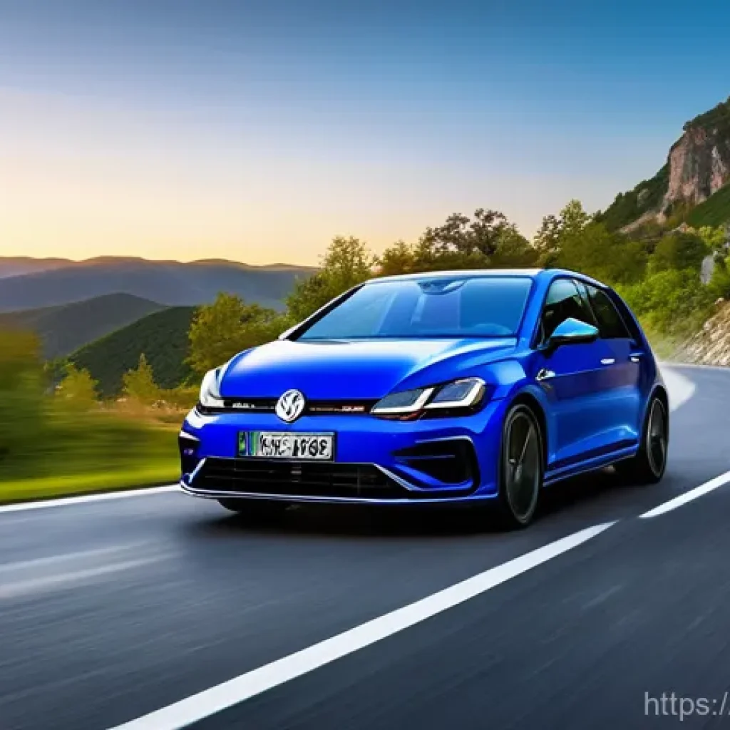 폭스바겐 골프 R의 주행 성능 리뷰 - **Prompt 1: Dynamic Mountain Drive**
"A sleek 2025 Volkswagen Golf R, in a vibrant Lapiz Blue me...
