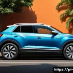 Home 20 폭스바겐 티록의 최신 고객 후기 - A sleek Volkswagen T-Roc SUV parked on a vibrant urban street in São Paulo, Brazil, showcasing its m...